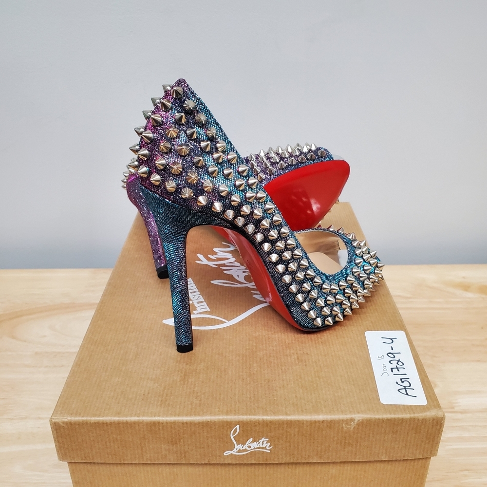 Christian Louboutin Flo Spikes 120 Turquoise Violet, 35 - Picture 9 of 10